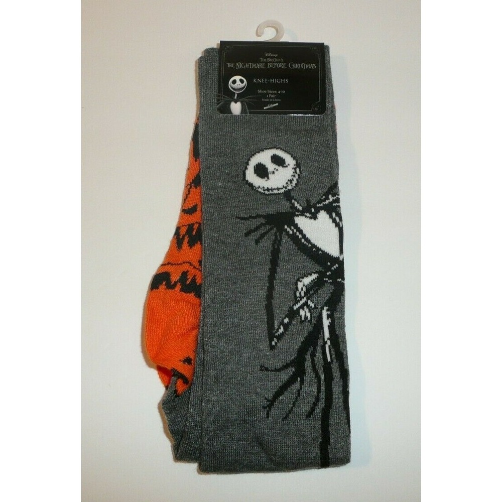 Nightmare Before Christmas Knee High Socks Jack Pumpkins 1 Pair Halloween Burton